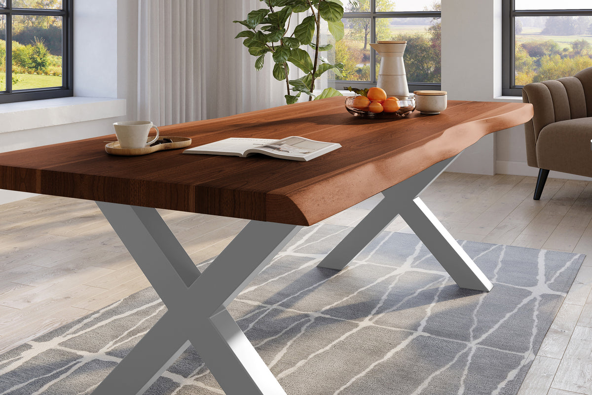 #240x110 #nussbaumfarben #x-gestellsilber