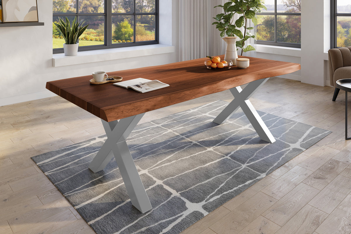 #220x110 #nussbaumfarben #x-gestellsilber