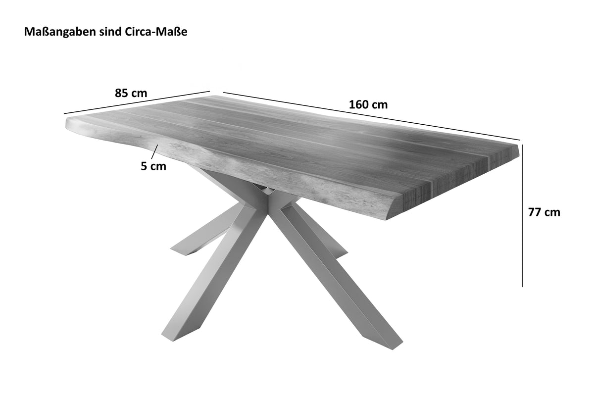 #160x85 #akazienussbaumfarben #spider-gestellsilber