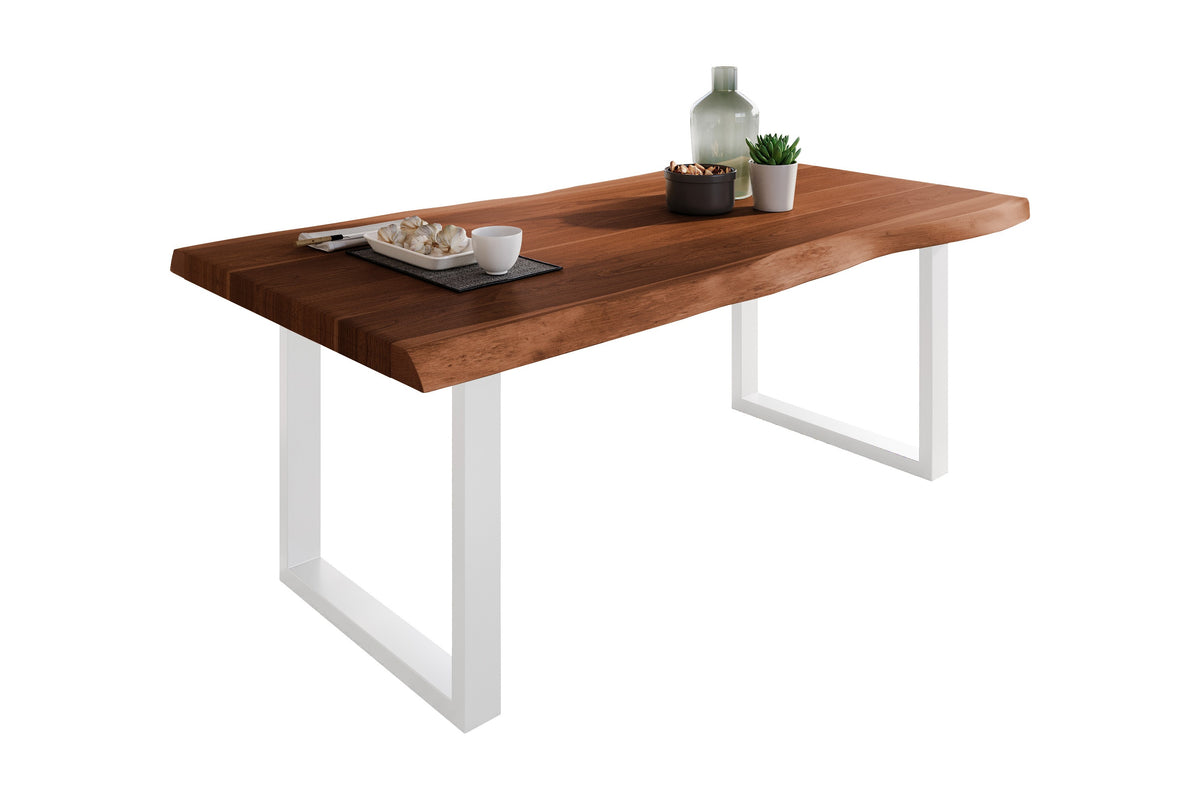 #160x85 #akazienussbaumfarben #u-gestellweiß