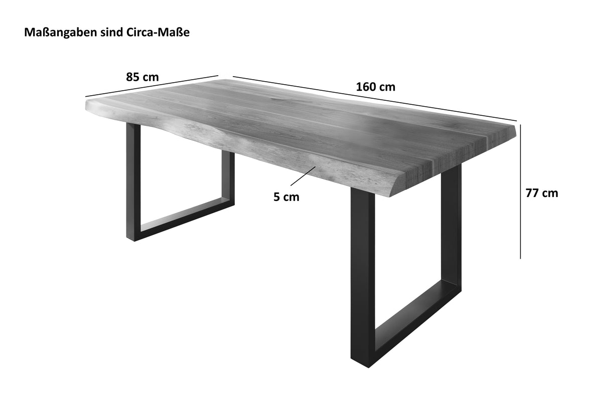 #160x85 #akazienaturfarben #u-gestellsilber