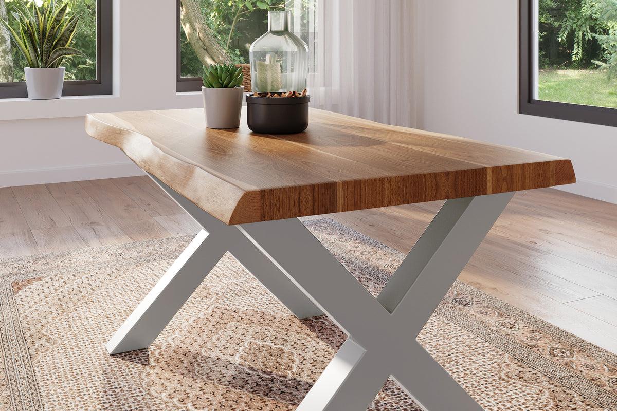 #120x80 #akazienaturfarben #x-gestellsilber