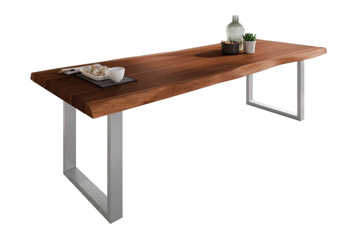 #280x100 #akazienussbaumfarben #u-gestellsilber