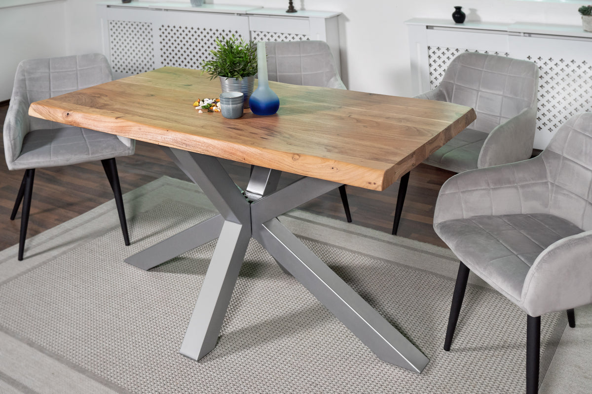 #180x90 #akazienaturfarben #spider-gestellsilber