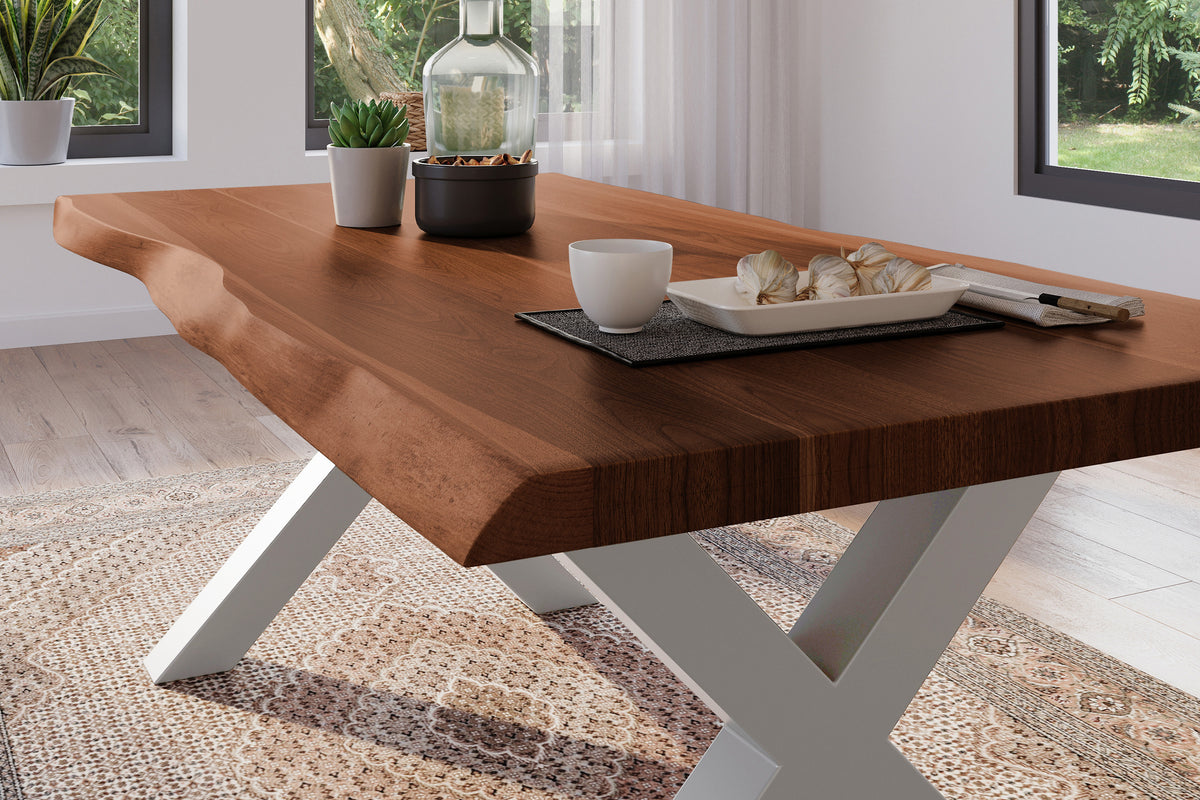 #160x85 #akazienussbaumfarben #x-gestellsilber