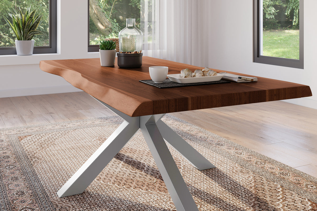 #180x90 #akazienussbaumfarben #spider-gestellsilber