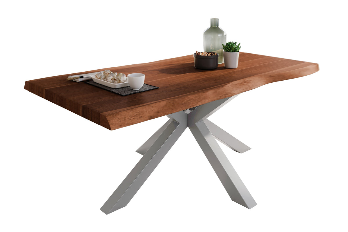 #180x90 #akazienussbaumfarben #spider-gestellsilber