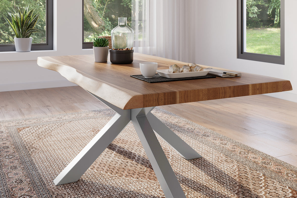 #180x90 #akazienaturfarben #spider-gestellsilber