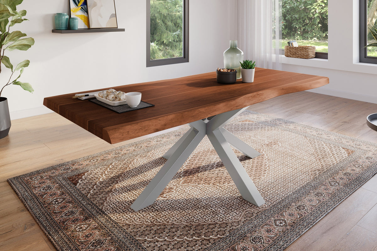 #240x100 #akazienussbaumfarben #spider-gestellsilber
