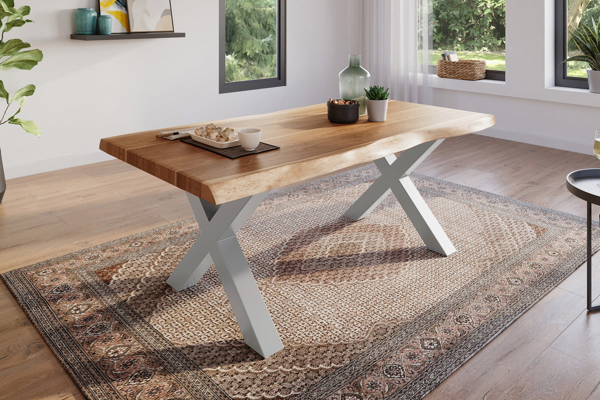 #180x90 #akazienaturfarben #x-gestellsilber