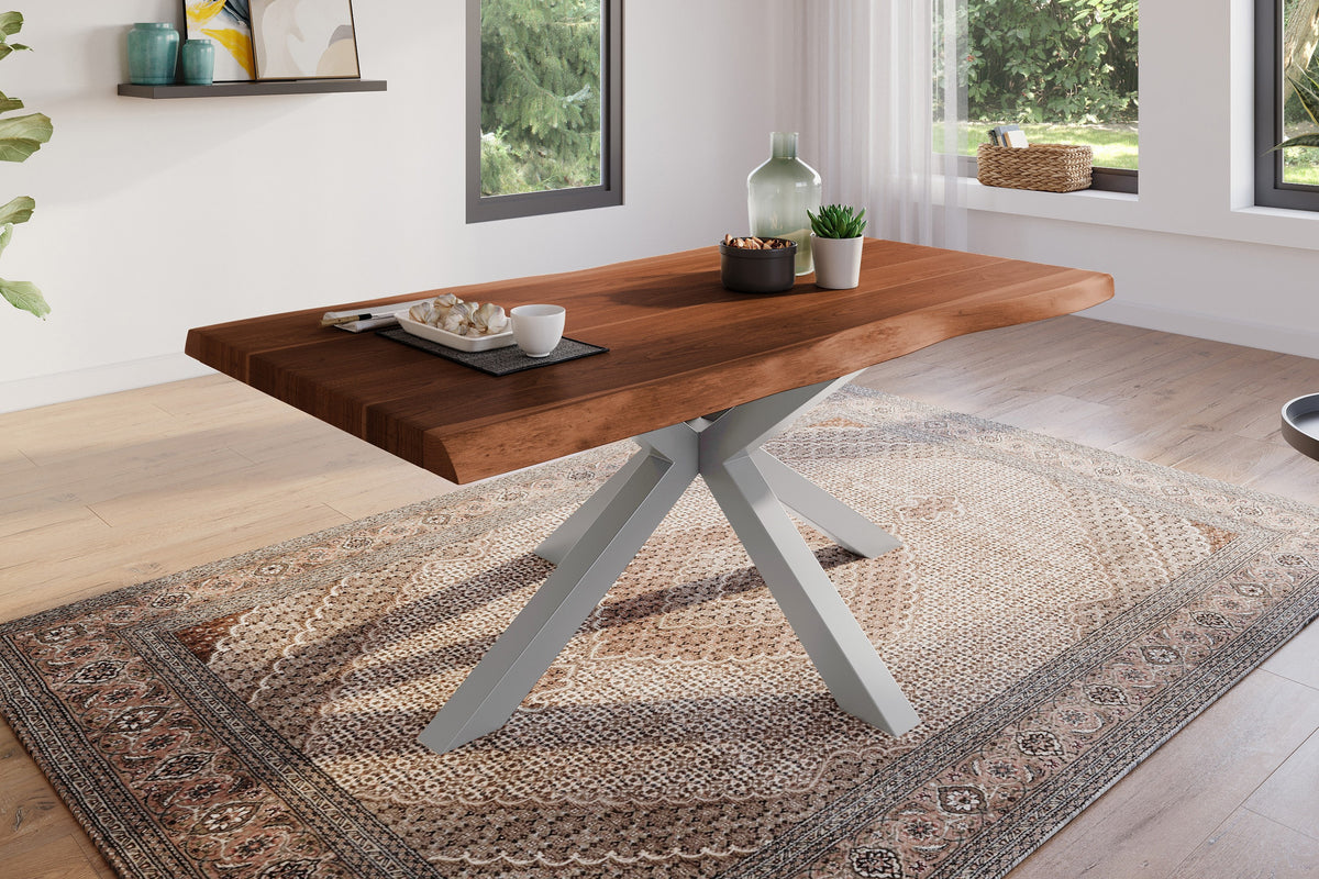 #200x100 #akazienussbaumfarben #spider-gestellsilber
