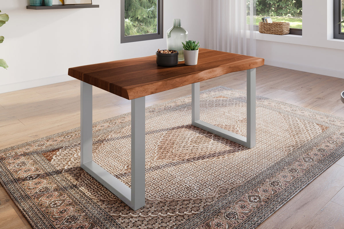 #120x80 #akazienussbaumfarben #u-gestellsilber