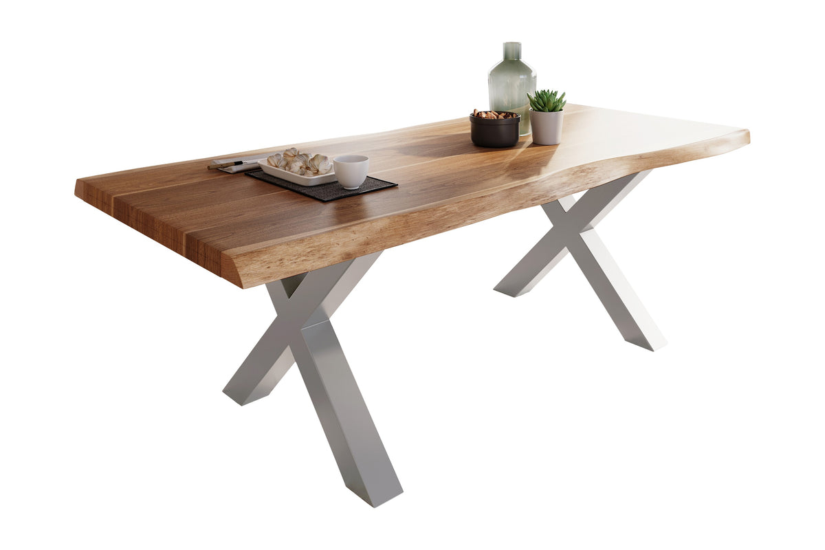 #220x100 #akazienaturfarben #x-gestellsilber