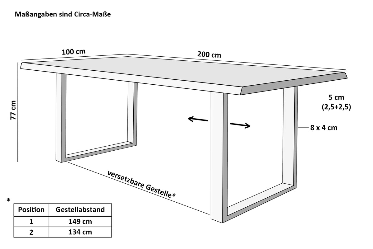 #200x100 #mangoroughfarben #u-gestellweiß