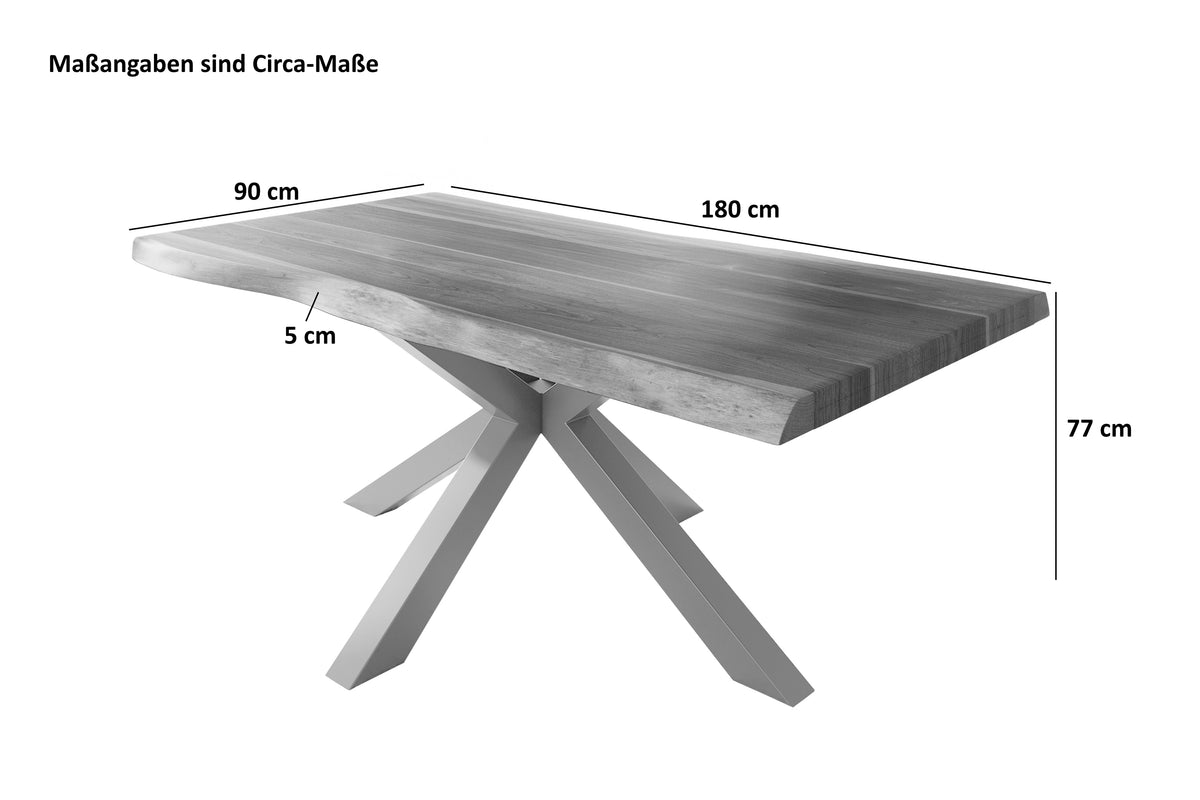 #180x90 #akazienussbaumfarben #spider-gestellsilber