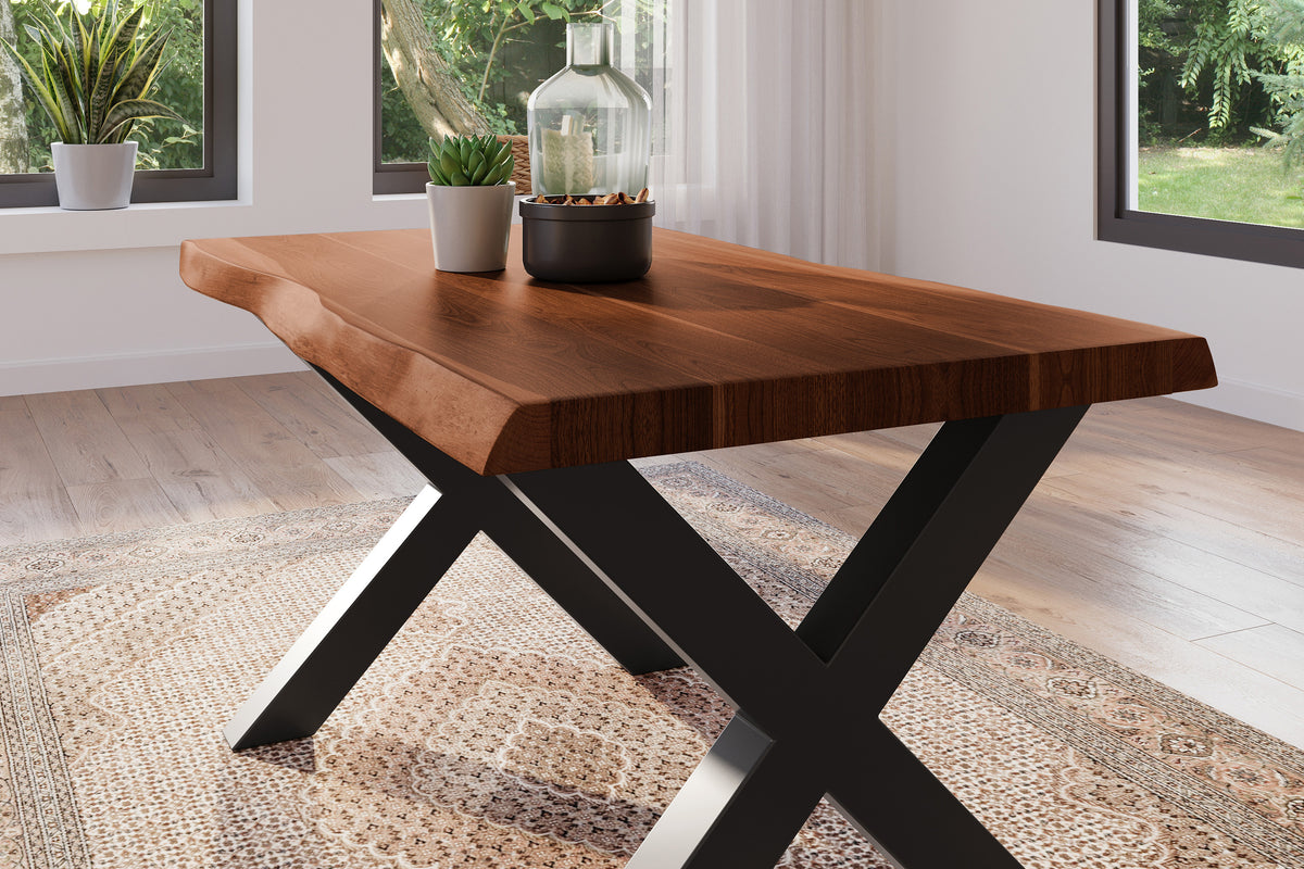 #140x80 #akazienussbaumfarben #x-gestellschwarz