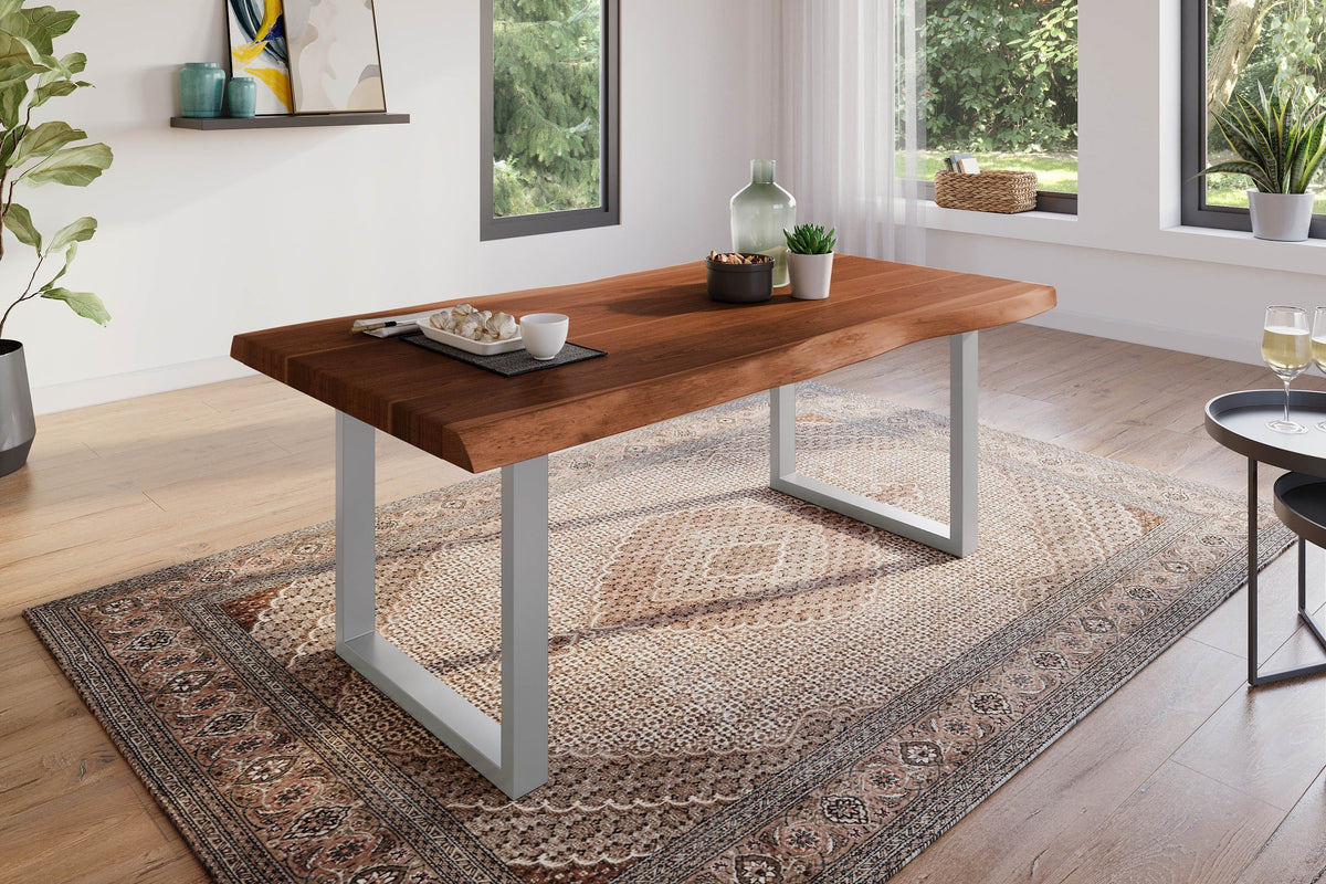 #160x85 #akazienussbaumfarben #u-gestellsilber