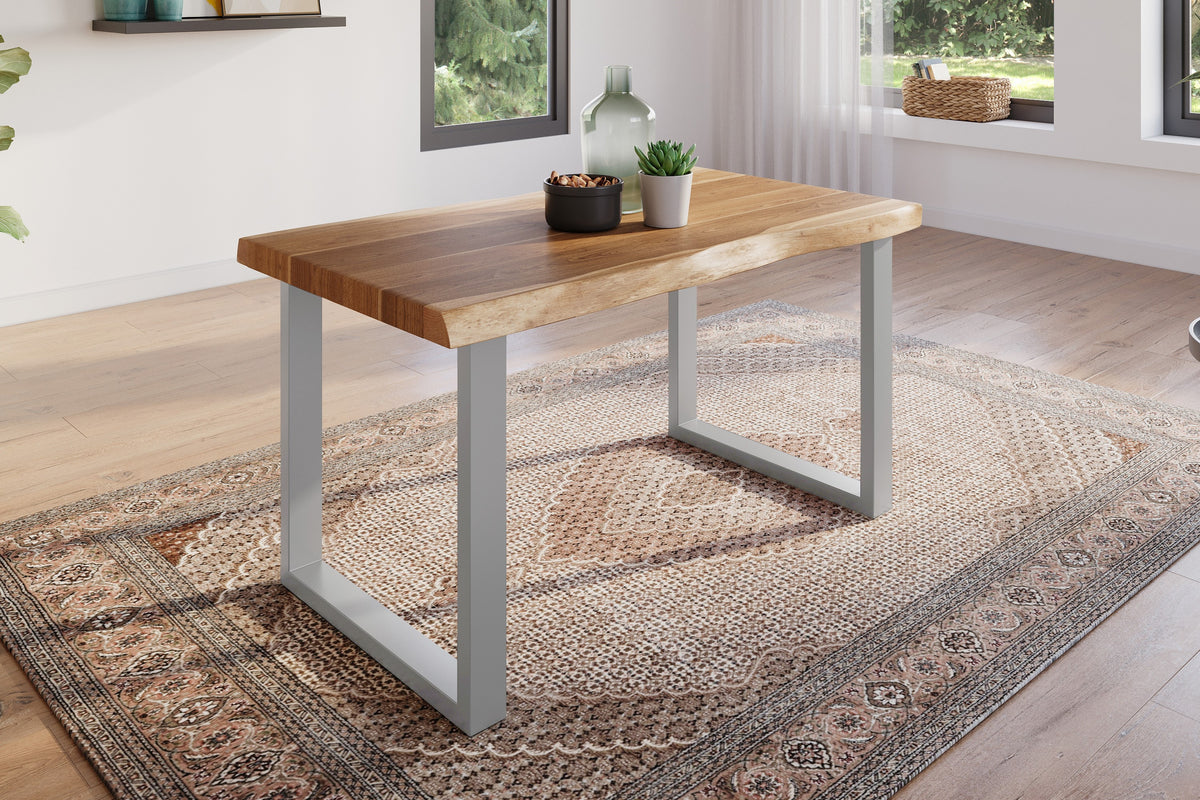 #140x80 #akazienaturfarben #u-gestellsilber