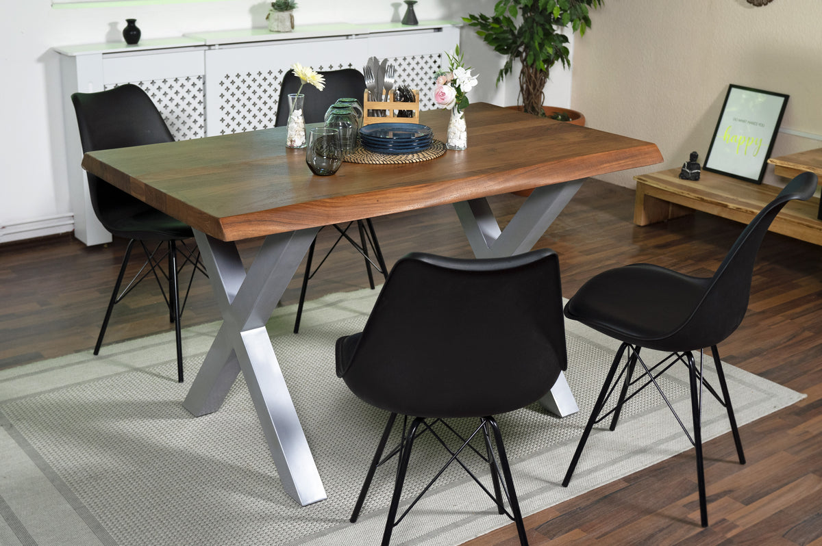 #180x90 #akazienussbaumfarben #x-gestellsilber