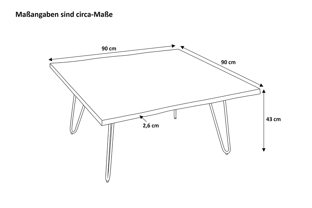 #90x90 #nussbaumfarben #hairpin-gestellschwarz