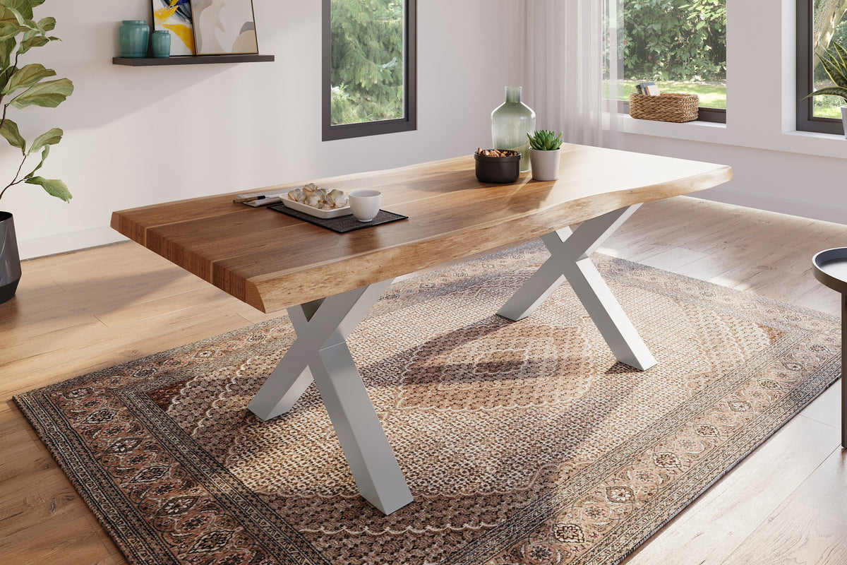 #200x100 #akazienaturfarben #x-gestellsilber