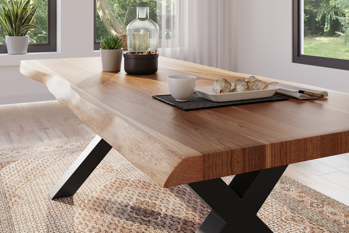 #220x100 #akazienaturfarben #x-gestellschwarz