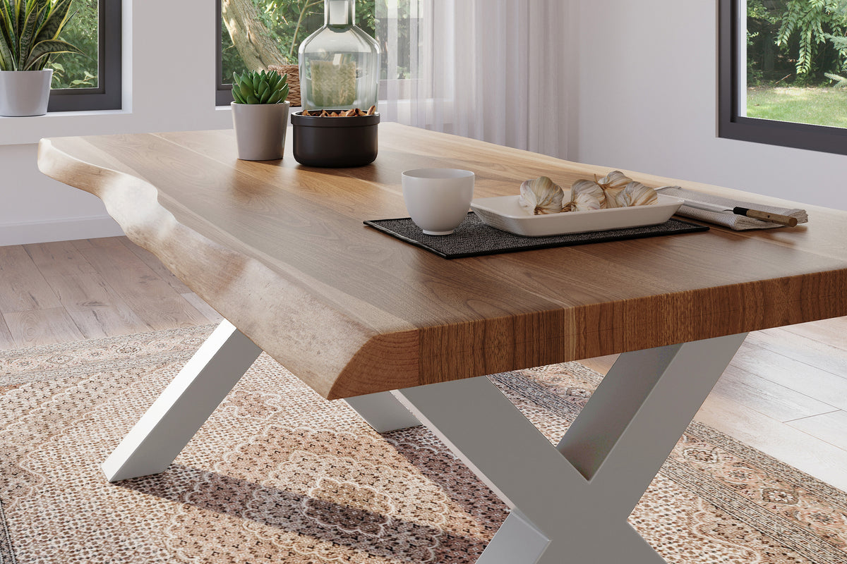 #180x90 #akazienaturfarben #x-gestellsilber