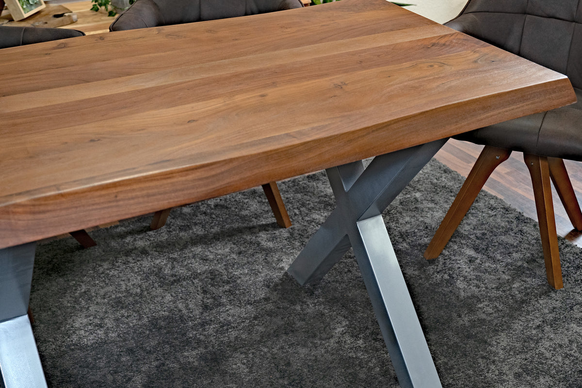 #180x90 #akazienussbaumfarben #x-gestellsilber