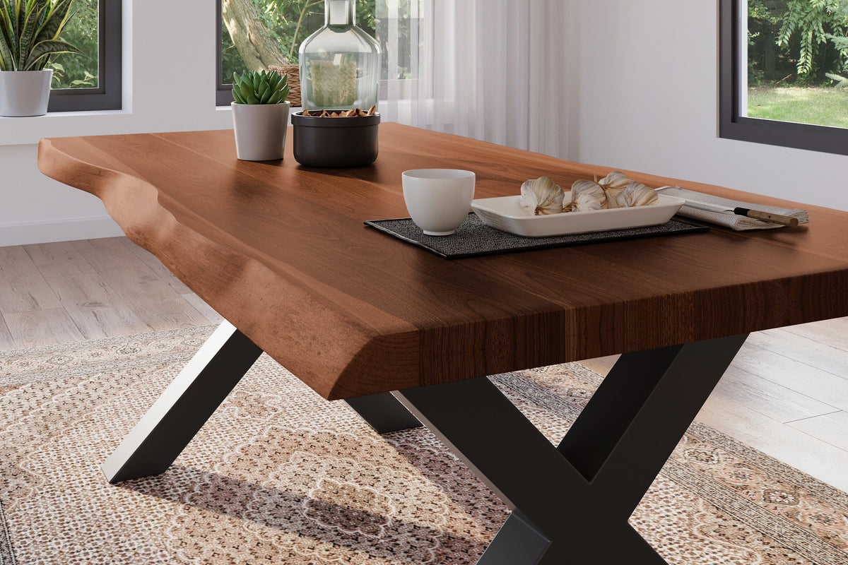 #180x90 #akazienussbaumfarben #x-gestellschwarz