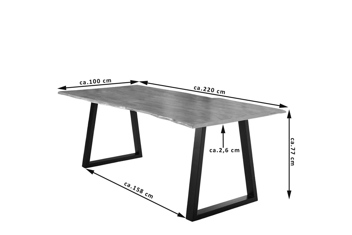 #220x100 #nussbaumfarben #v-gestellschwarz