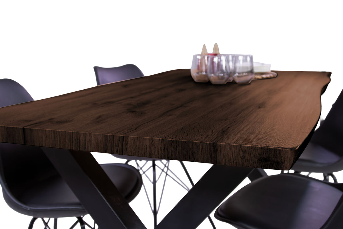 #160x85 #holznussbaum-optik #x-gestellschwarz