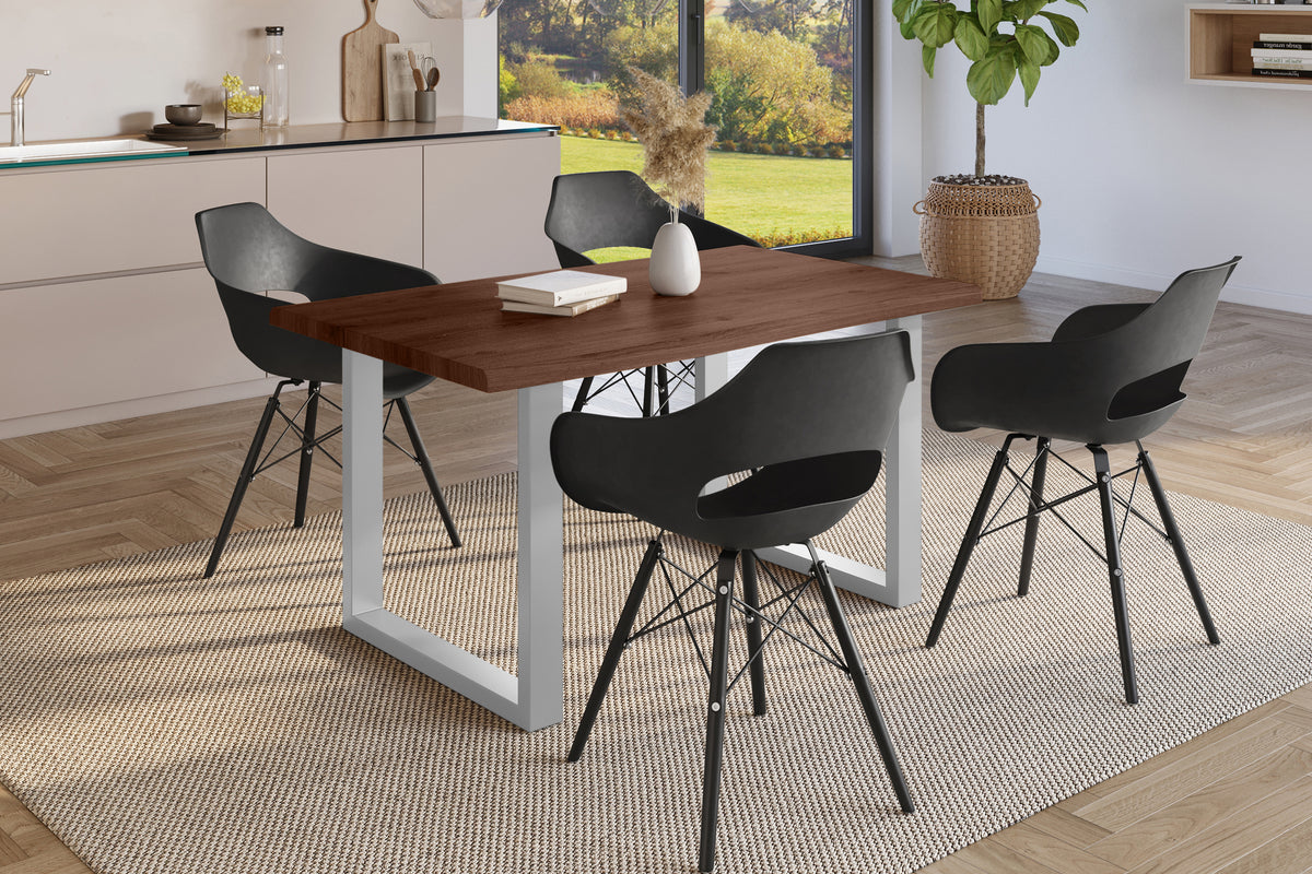 #140x80 #holznussbaum-optik #u-gestellsilber