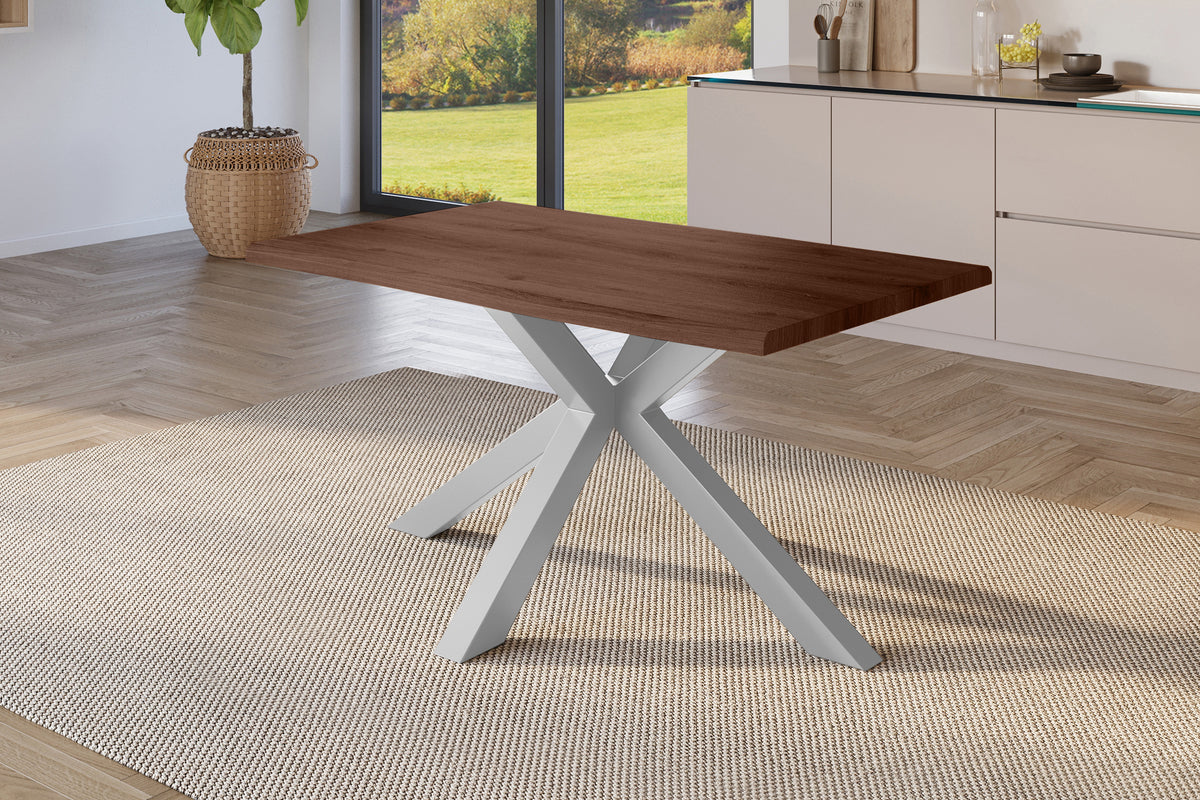 #140x80 #holznussbaum-optik #spider-gestellsilber