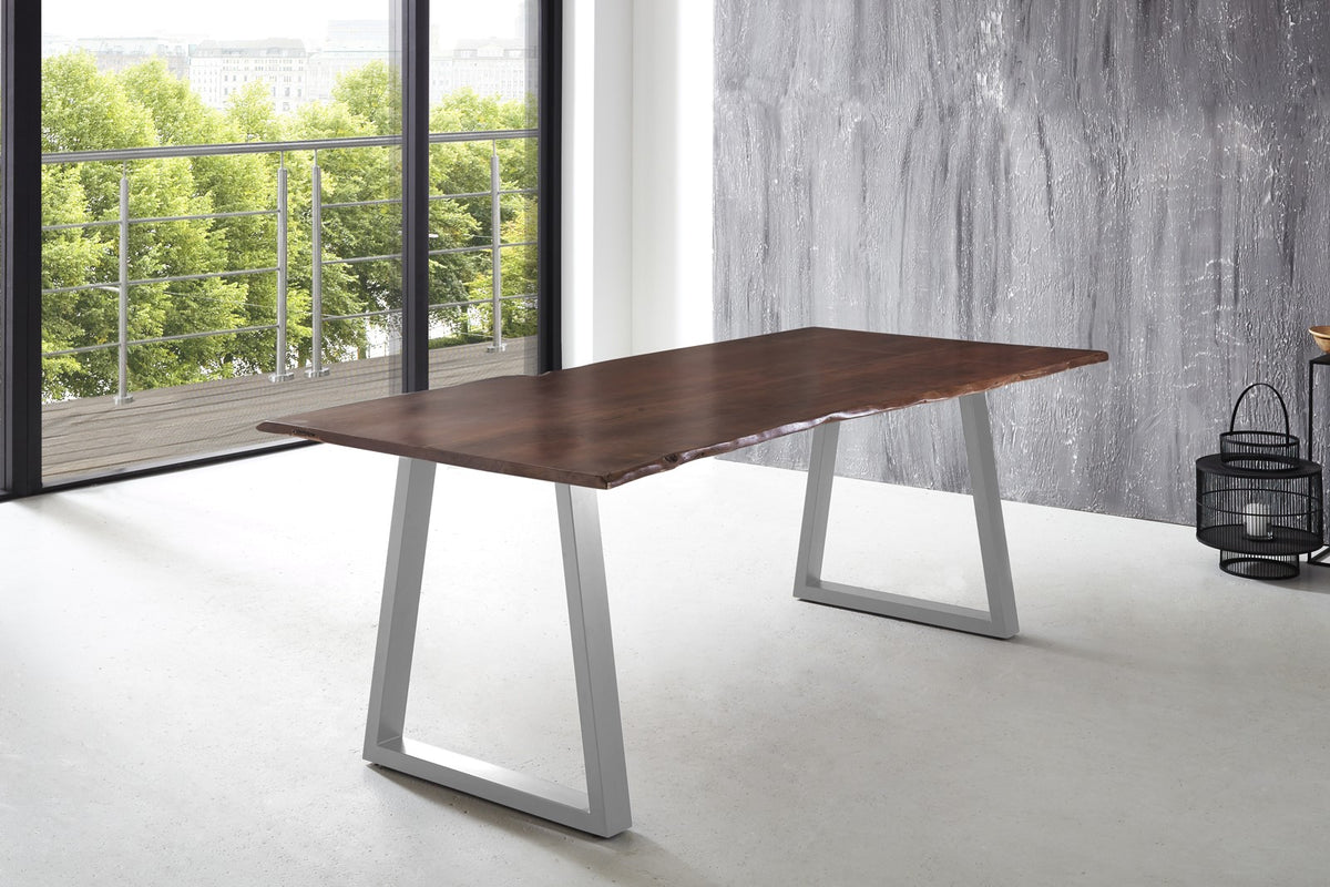 #220x100 #nussbaumfarben #v-gestellsilber