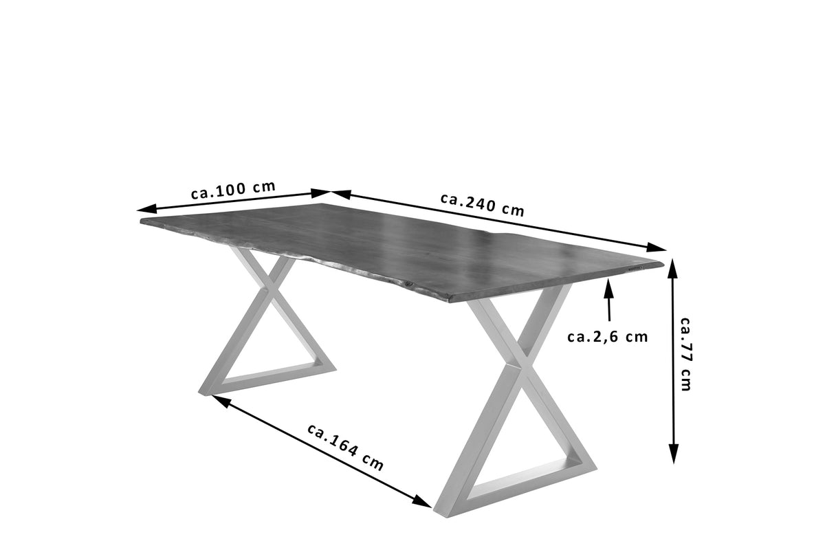 #240x100 #nussbaumfarben #x-gestellsilber