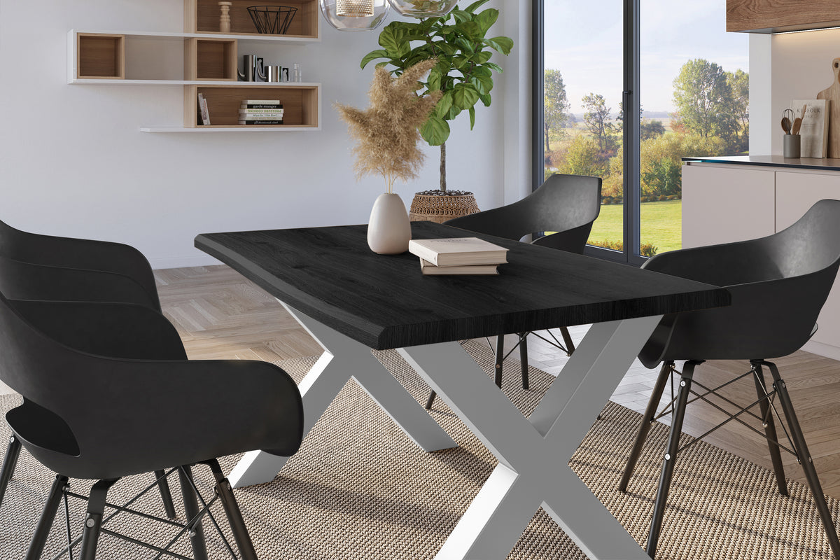 #140x80 #holzgrau-optik #x-gestellsilber