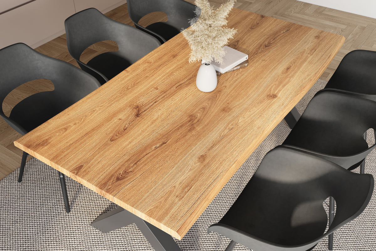 #200x100 #holzwildeiche-optik #x-gestellschwarz