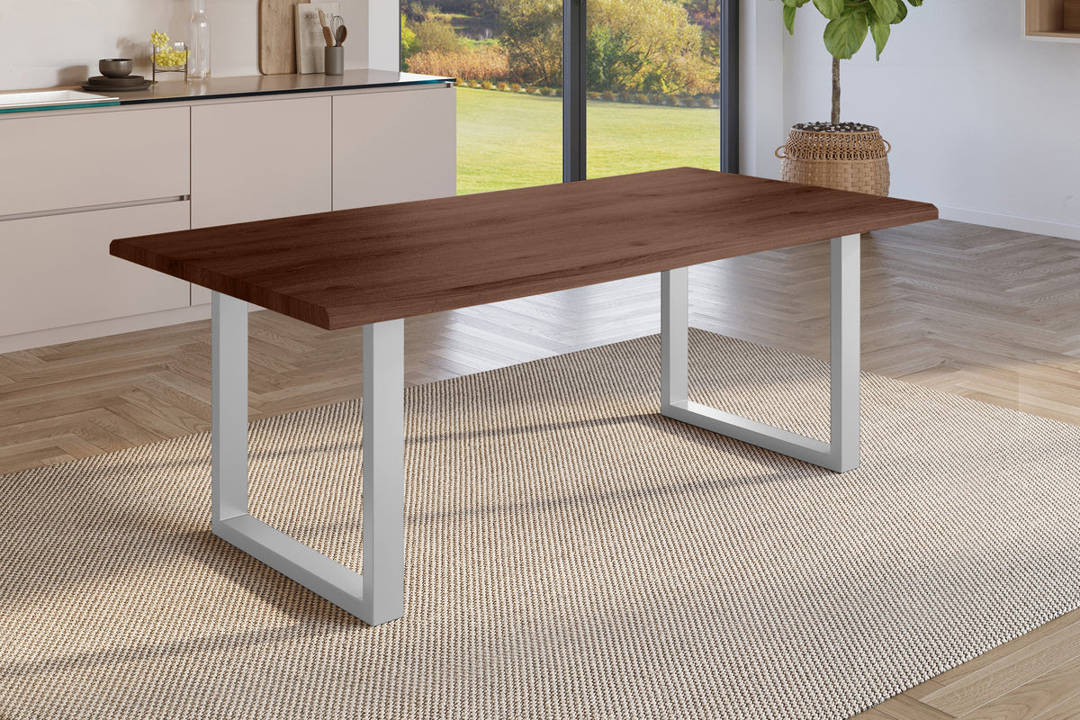 #220x100 #holznussbaum-optik #u-gestellsilber