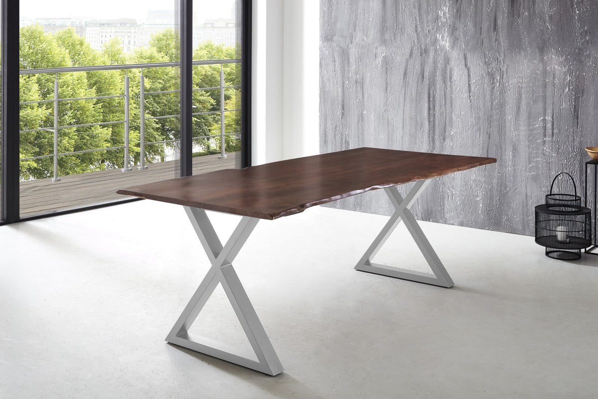 #220x100 #nussbaumfarben #x-gestellsilber