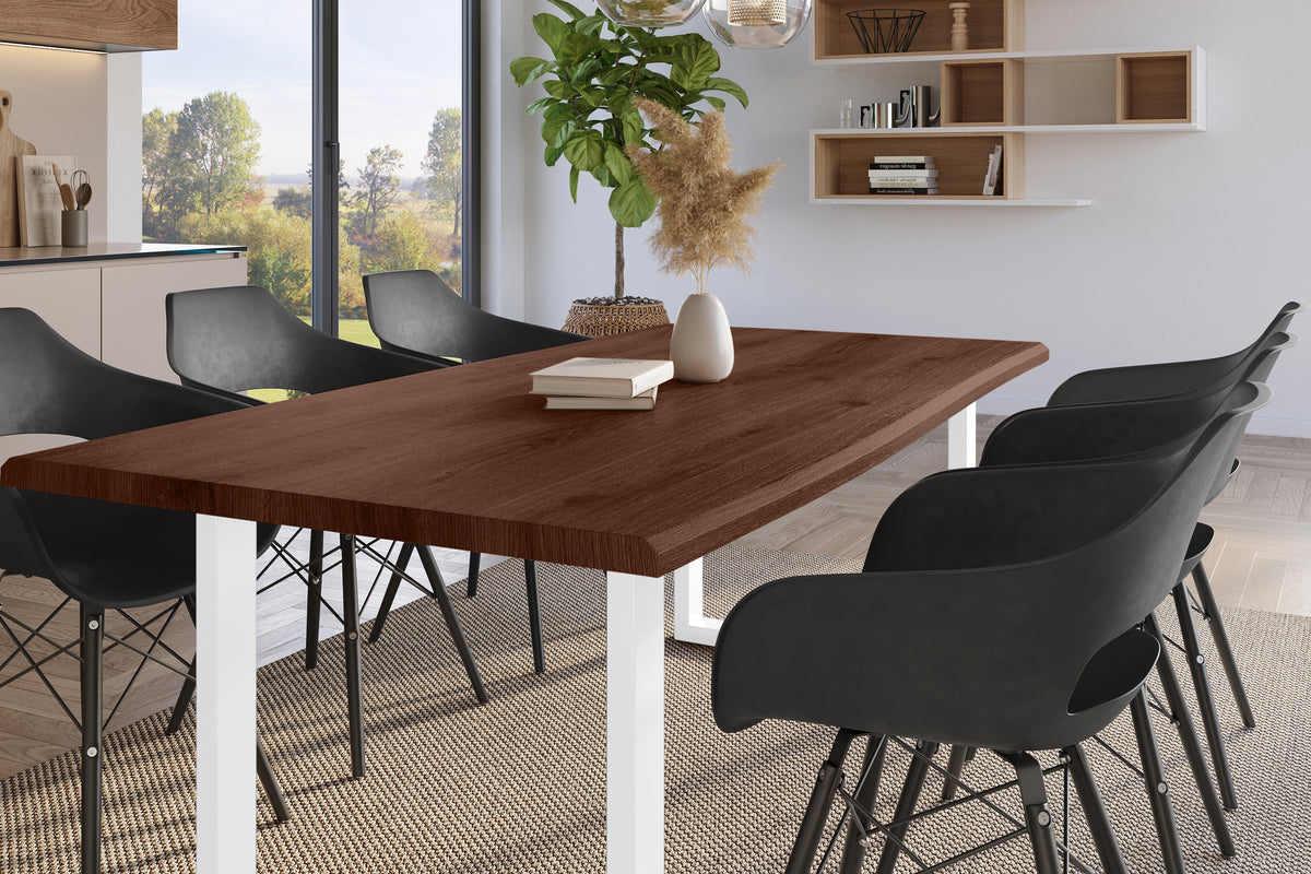 #200x100 #holznussbaum-optik #u-gestellweiß