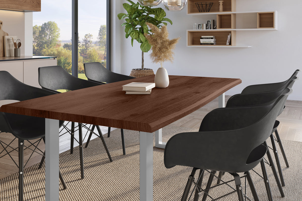 #180x90 #holznussbaum-optik #u-gestellsilber