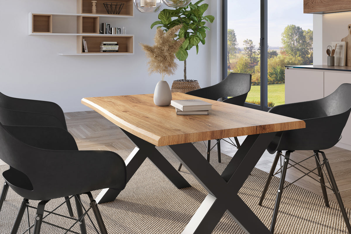 #140x80 #holzwildeiche-optik #x-gestellschwarz
