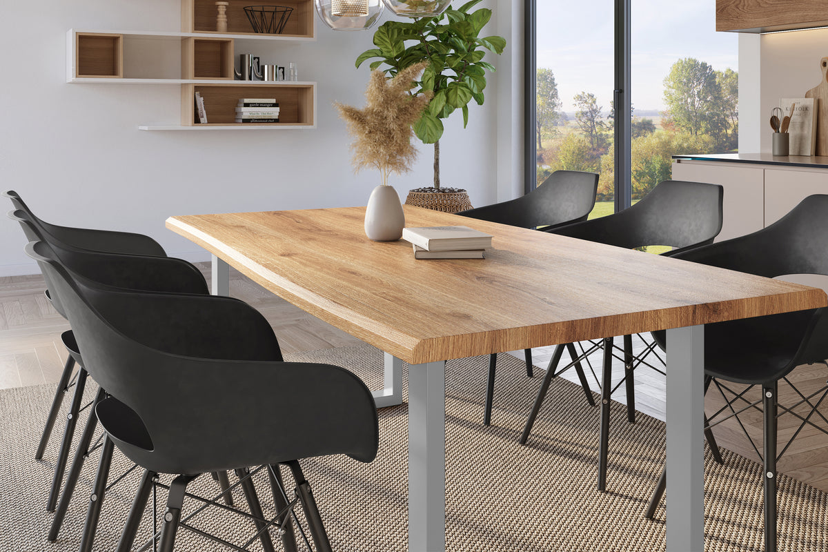 #240x100 #holzwildeiche-optik #u-gestellsilber