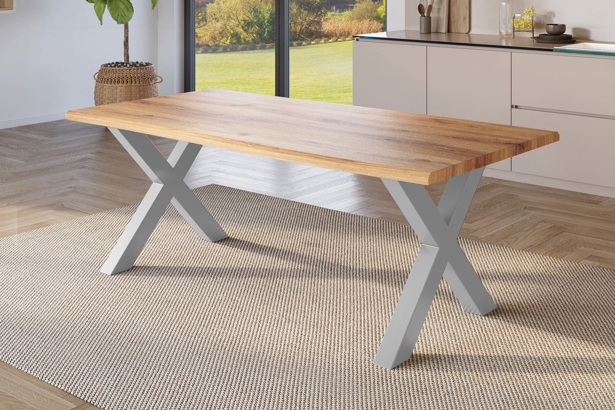 #220x100 #holzwildeiche-optik #x-gestellsilber