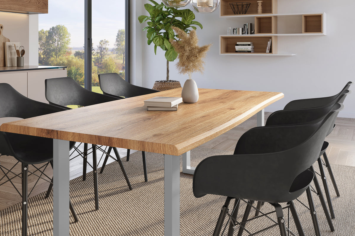 #220x100 #holzwildeiche-optik #u-gestellsilber