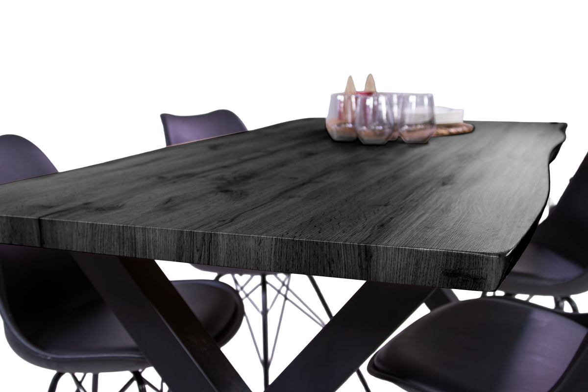 #160x85 #holzgrau-optik #x-gestellschwarz