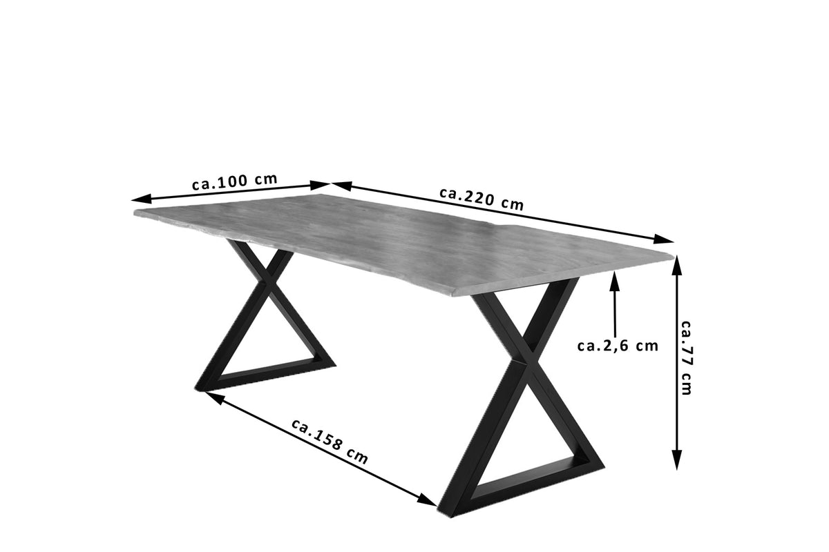 #220x100 #nussbaumfarben #x-gestellschwarz