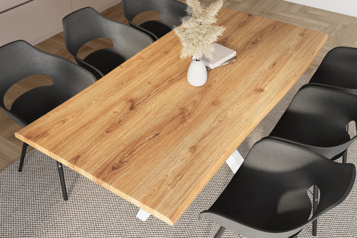 #200x100 #holzwildeiche-optik #spider-gestellweiß