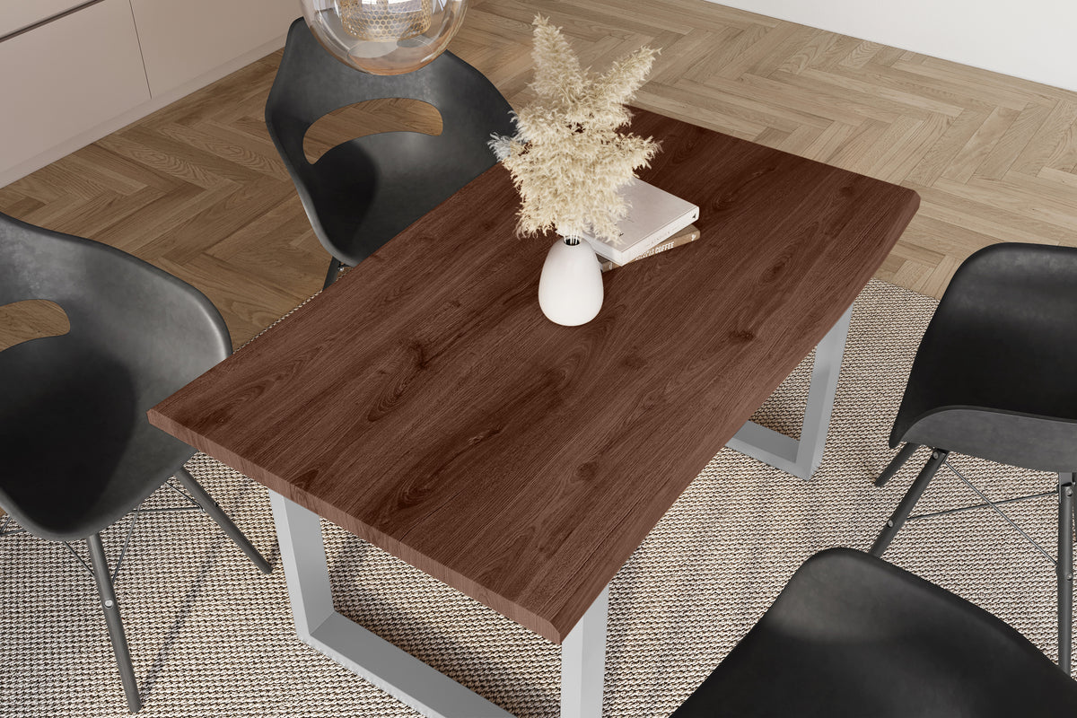 #140x80 #holznussbaum-optik #u-gestellsilber