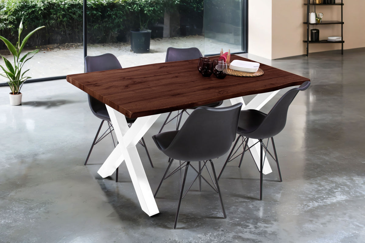 #160x85 #holznussbaum-optik #x-gestellweiß
